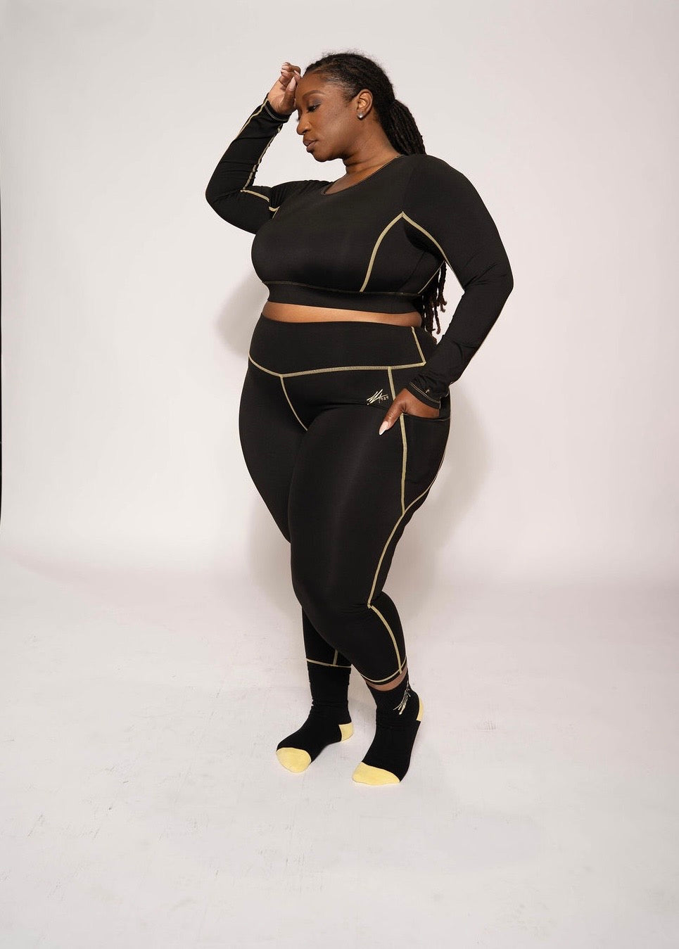 Contrast Stitch High Waist Leggings