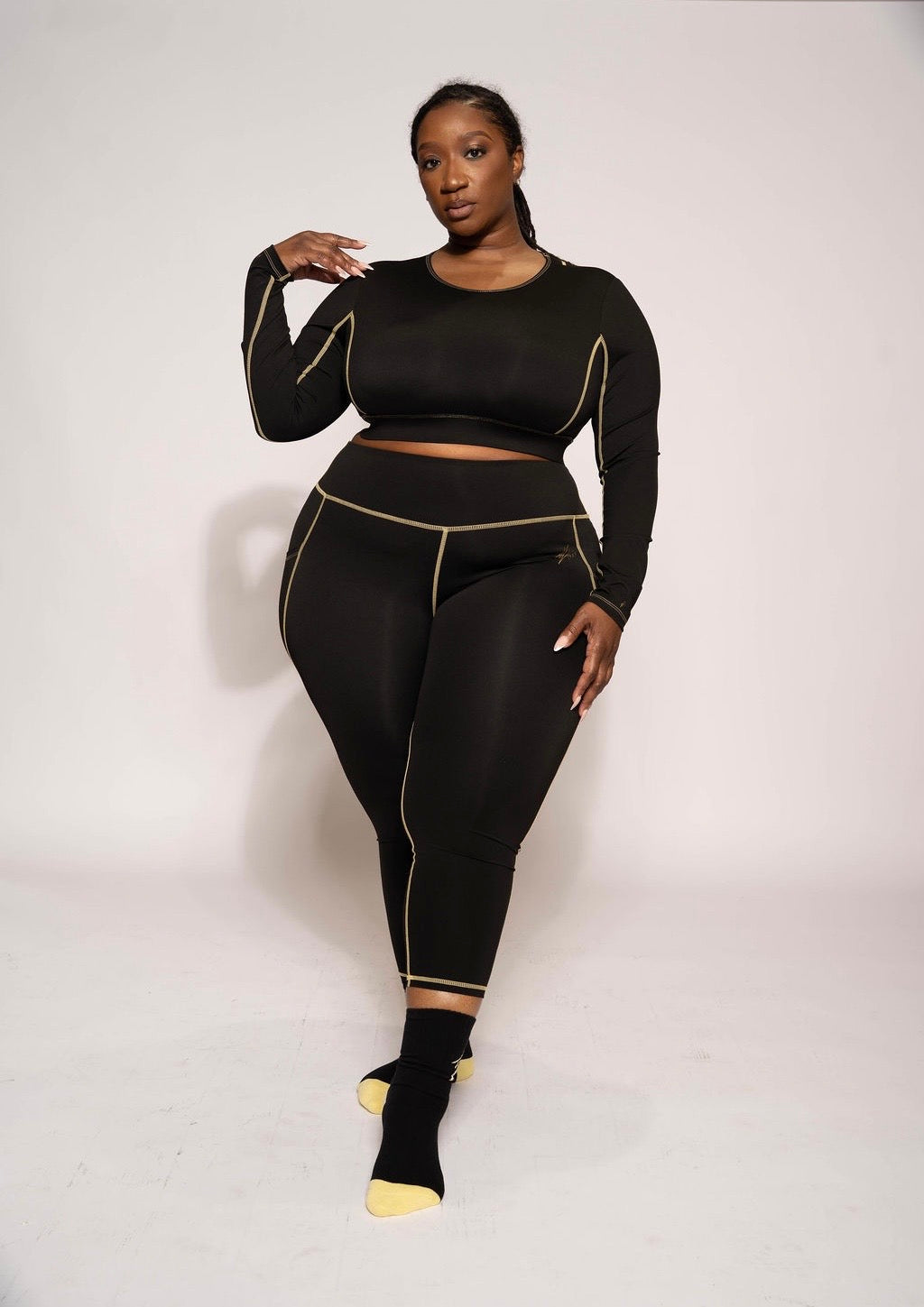 Contrast Stitch High Waist Leggings