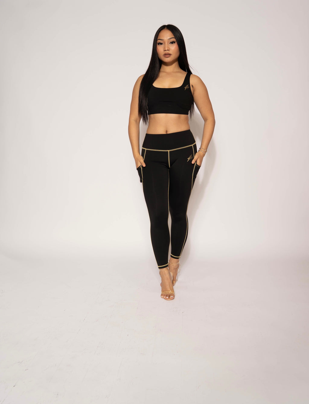 Contrast Stitch High Waist Leggings