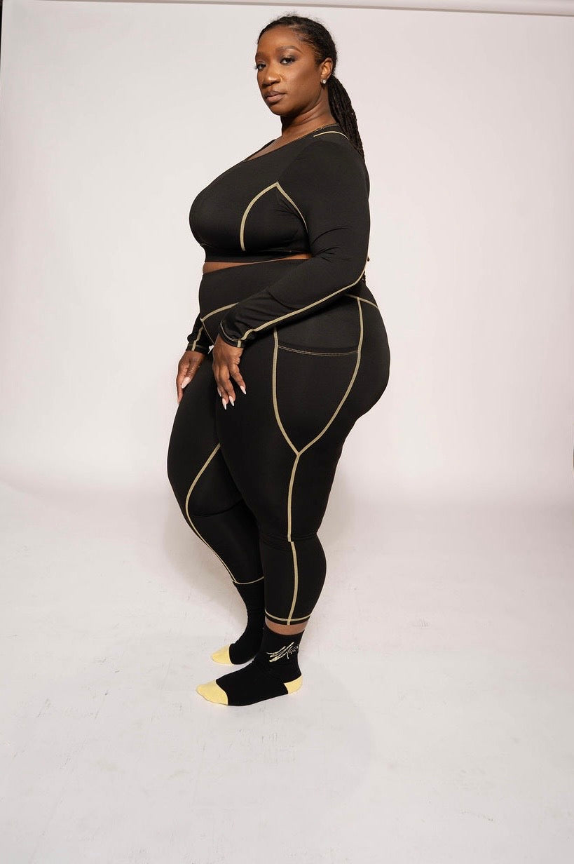 Contrast Stitch High Waist Leggings